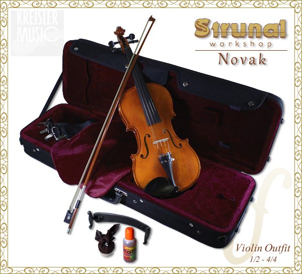 画像1: Strunal ◆高級バイオリンセット Novak （ペルナンブーコ弓付き）◆チェコ製　分数1/2、3/4サイズ (1)