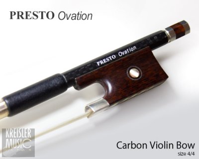 画像2: バイオリン弓◆Presto Ovation 最上質カーボン◆白銅仕様 スネークウッドフロッグ 4/4サイズ