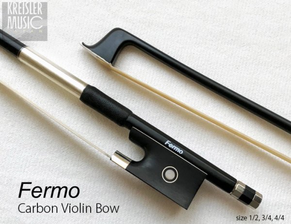 画像1: バイオリン弓◆Fermo 標準カーボン◆白銅仕様　1/2〜4/4サイズ (1)