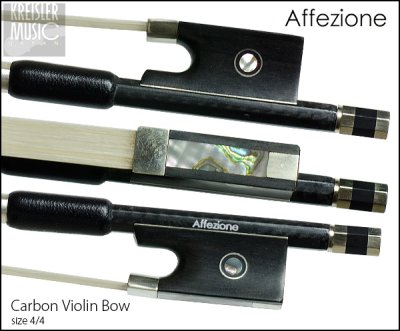 画像1: バイオリン弓◆Affezione 上質カーボン◆白銅仕様 4/4サイズ