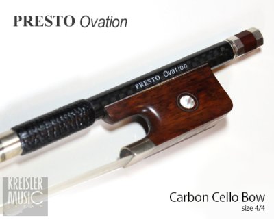 画像2: チェロ弓◆Presto Ovation 最上質カーボン◆白銅仕様 スネークウッドフロッグ 4/4サイズ