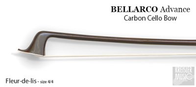 画像2: チェロ弓◆Bellarco Advance 厳選ブラウンカーボン◆イリス紋章・白銅仕様 4/4サイズ
